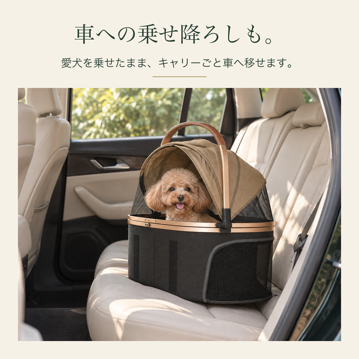 キャリーごと車へ乗せ降ろしできる